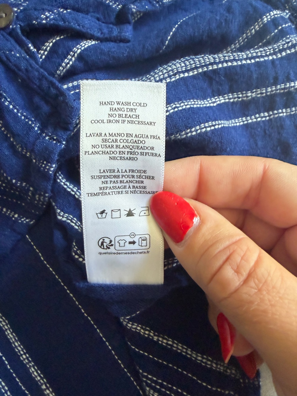 Rails "Mariah" Noja Stripe Blue Linen Blend Shell Button Down Peasant Blouse Top - Picture 13 of 15